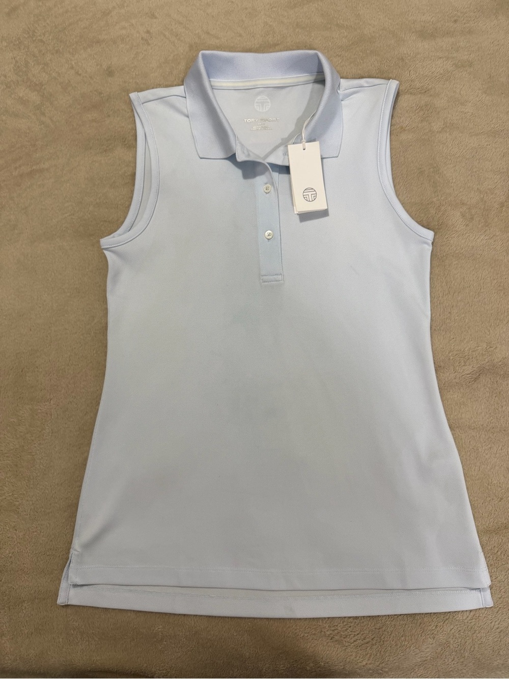 Tory Sport Light Blue Sleeveless Polo Tank